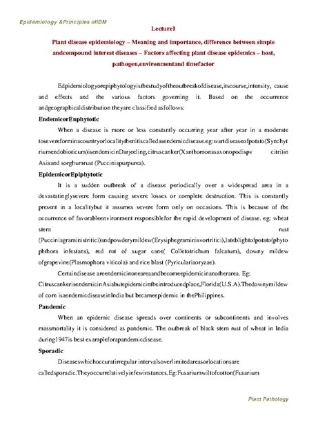 Ppath-311: Lecture 1 on Plant Disease Epidemiology and Factors ...