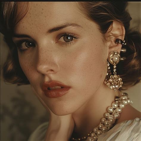 A woman with a pearl necklace on her neck | Premium AI-generated image