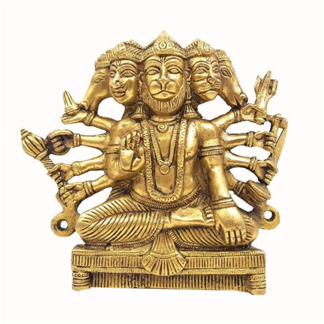 Kapasi Handicrafts Brass Panchmukhi Hanumanji Sitting Wall Hangings L8 ...