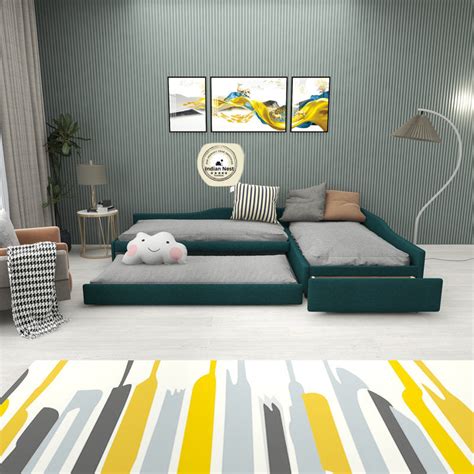 Aspen L- Shaped Suede Daybed With Trundle – Indian Nest