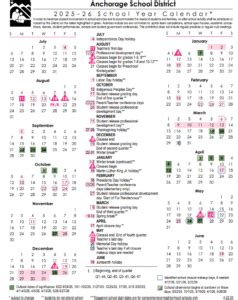 Anchorage School District 2025-2026 Holidays Calendar Download