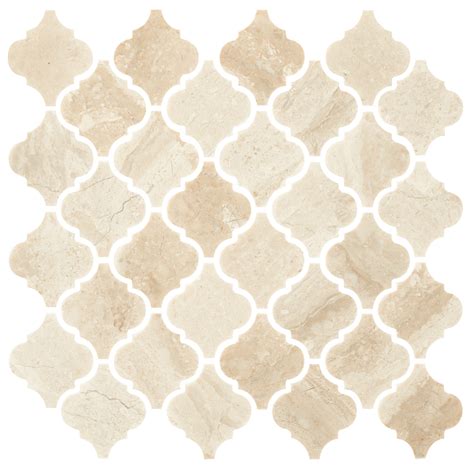 Queen Beige Polished Marble Arabesque Wall and Floor Tile - The Tile Shop