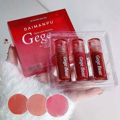 DAIMANPU GEGE Bear 3pcs Set Watery Mirror Lip Glaze – Moisturizing ...