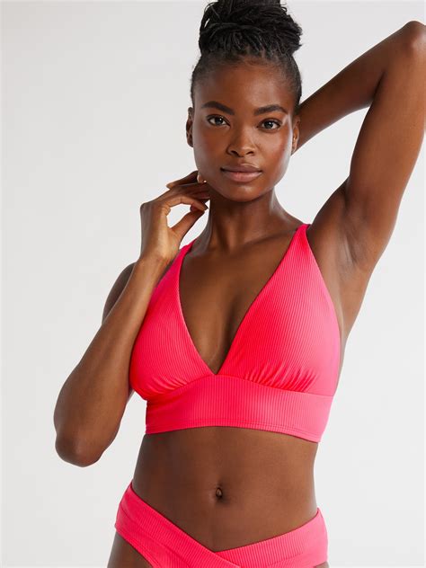 Time and Tru Women’s and Plus Ribbed X-Back Bikini Top, Sizes S-3X ...