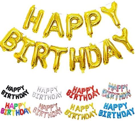 Buy Ponmoo Happy Birthday Banner Blue, Alphabet Happy Birthday Balloons ...