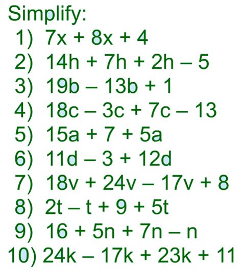 Image result for Simplifying Simple Expressions