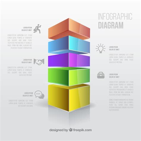 Infographic with a colorful tower | Free Vector