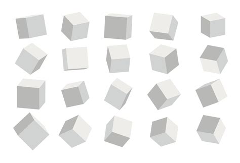 um conjunto de ícones de cubo com um modelo de cubo 3d de perspectiva ...