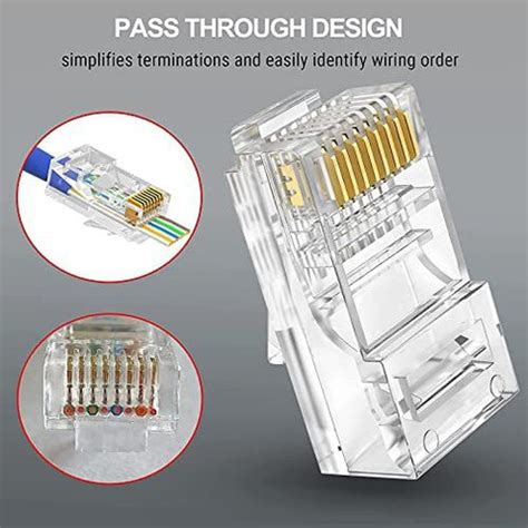 spincart Cat6 RJ45 Ends, Cat6 Connector, Cat6 / Cat5e RJ45 Connector ...