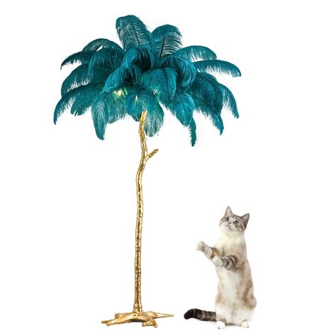 JINUBA Feather Floor Lamp Green Feather Lamp Modern Luxury Resin ...