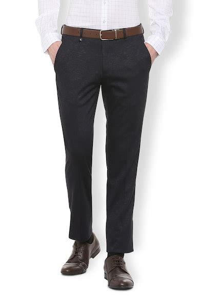 Buy Men Blue Textured Super Slim Fit Trousers Online - 352289 | Van Heusen