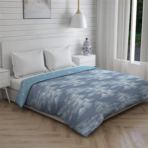 Buy LAYERS Panchatatva Blue Cotton Double Bed Comforter Set – 3Pcs from ...