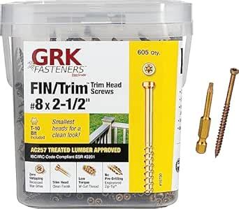 GRK FTHS8212-5 Trim Pro FIN 8 by 2-1/2-Inch Head Screws, 605 Screws per ...
