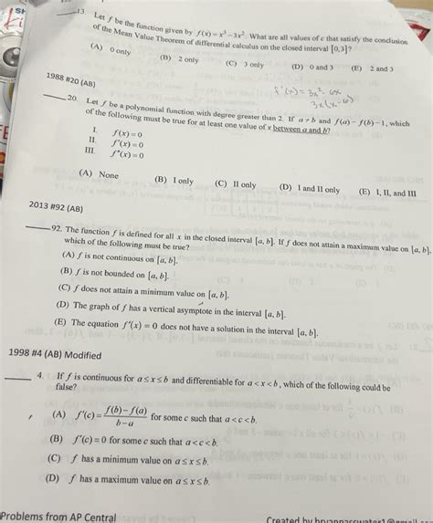 Solved: Let ƒ be the function given by f(x)=x^3-3x^2. What are all ...
