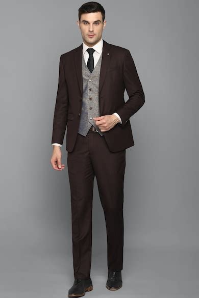 Buy Men Brown Slim Fit Solid Formal Three Piece Suit Online - 711126 ...