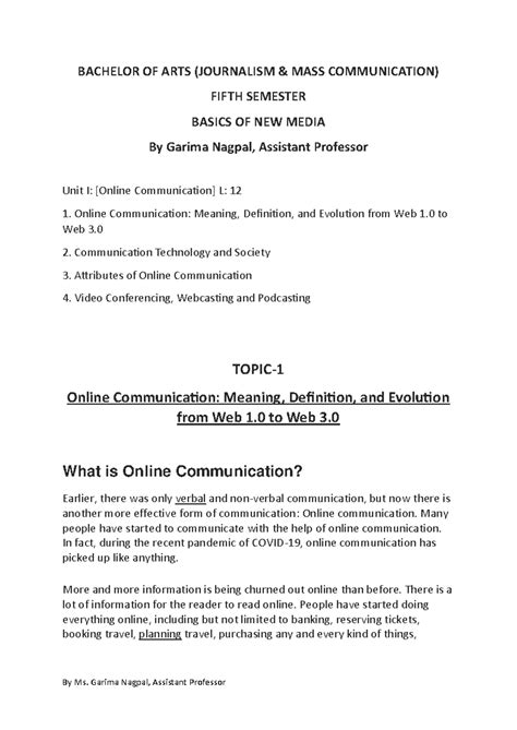 BNM - BNM - BACHELOR OF ARTS (JOURNALISM & MASS COMMUNICATION) FIFTH ...