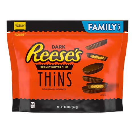Reese’s, THiNS Dark Chocolate Peanut Butter Cups Candy, Individually ...