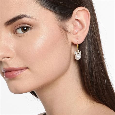 Buy Fabula Set Of 2 White Pearl Gold Tone Drop Earrings Online