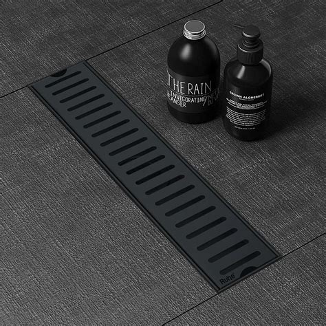 Vertical Shower Drain Channel (24 x 3 Inches) Black PVD Coated - by Ru ...