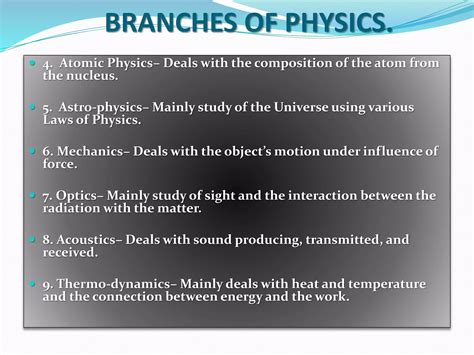 Important Branches of Physics for Students | PPTX | Physics | Science