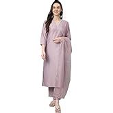 Janasya Women's Poly Silk Kurta with Palazzo and Dupatta Pink XXX-Large ...