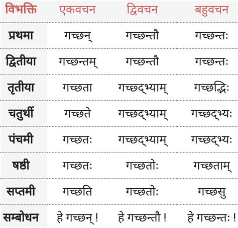 गच्छत् शब्द के रूप - Gachchhat ke Roop - Sanskrit