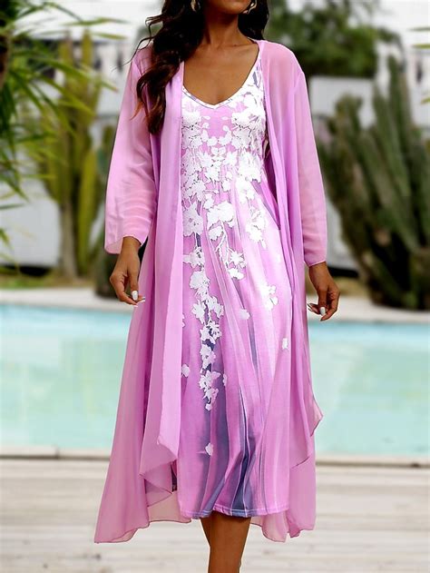 Dames Casual jurk Jurk Set Tweedelige jurk Lange jurk maxi-jurk Paars ...