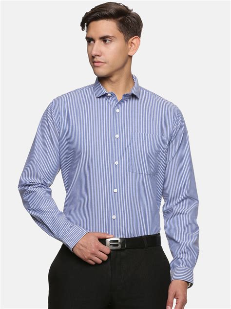 Men Blue Strip Slim Fit Full Sleeve Formal Shirt – Donvino