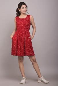 Matargashti Women Skater Maroon Mini/Short Dress - Buy Matargashti ...