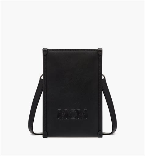 One Size Aren Lanyard Phone Case in Spanish Calf Leather 블랙 | MCM ®KR