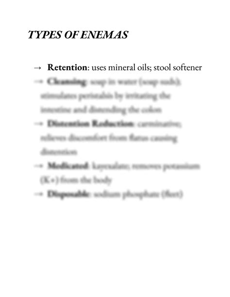 SOLUTION: Types of enemas - Studypool
