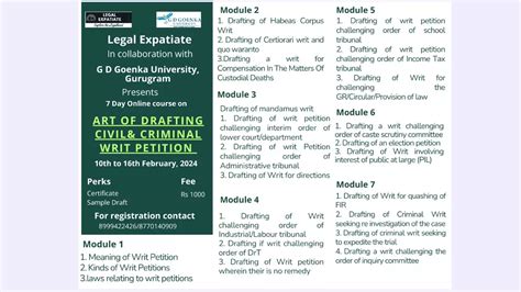 Legal Expatiate, Online Course, Drafting, Writ Petitions