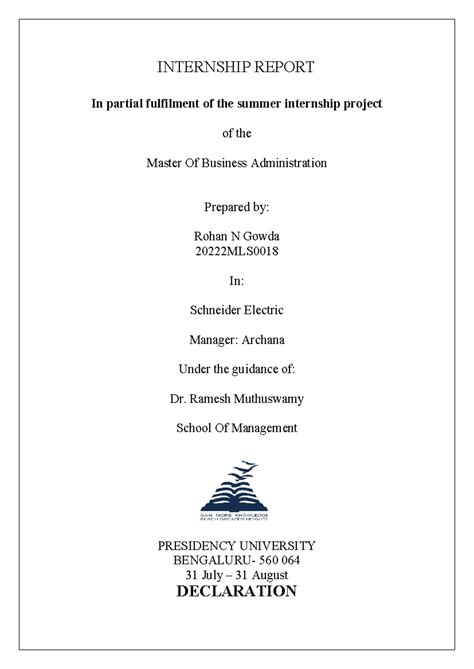 Internship Report: Summer Experience at Schneider Electric (20222MLS ...