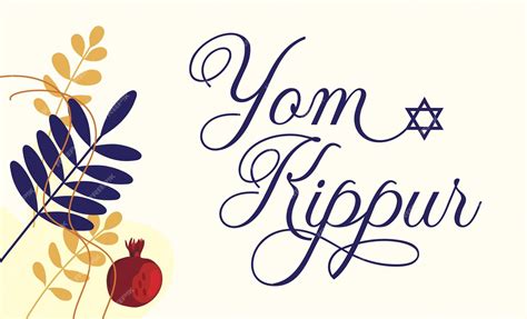 Premium Vector | Happy yom kippur card banner or poster with botanical ...