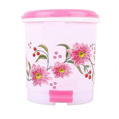 N M Z Fiber Small Mini Desk Flower Design Dustbin 3 Liters Multi Color ...