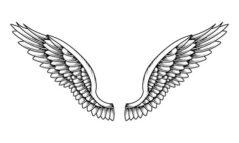Vector asas de anjo tatuagem vintage tribal | Vetor Premium