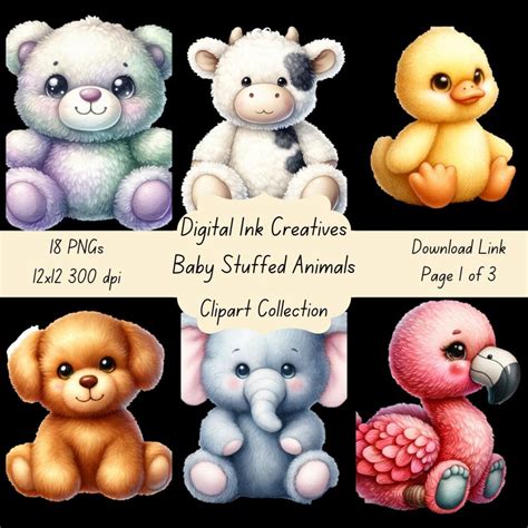 Baby Stuffed Animals Clip Art Bundle Pngs High-quality Stuffed Animal ...