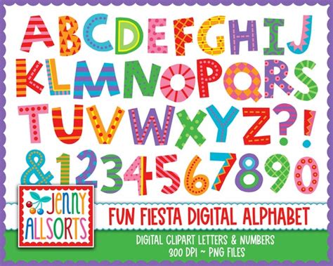 Fun Fiesta Alphabet clipart - digital hand drawn letters, scrapbook ...