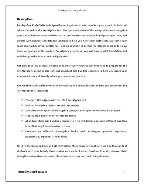 Image result for Pre-Algebra Study Guide