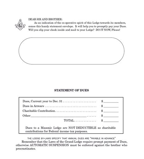 Remittance Dues Envelopes (Fill in Information Below) – The Grand Lodge ...
