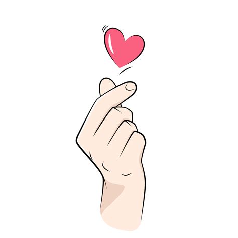 Korean finger heart, love hand sign vector drawing 12673599 Vector Art ...