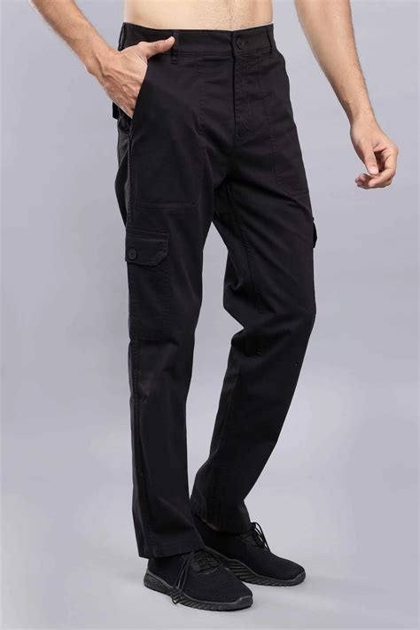 Men's Loose Fit Multiple Pockets Black Cargo Pant - Peplos Jeans ...