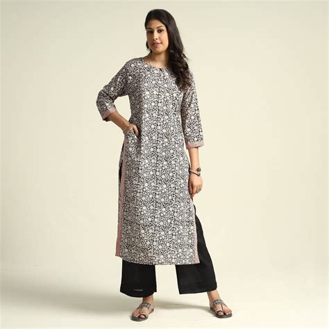Bagh Block Printing Cotton Kurta with Palazzo & Dupatta Set