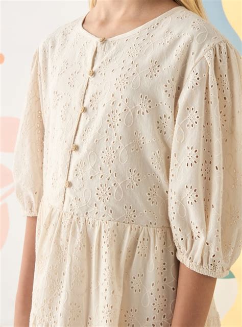 Buy Girls Schiffli Embroidered Tiered Dress Online at just Rs. 1299.0 ...