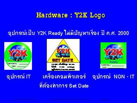 ประสบการณ์และการแก้ปัญหา Y2K : Y2KCenter - Thailand