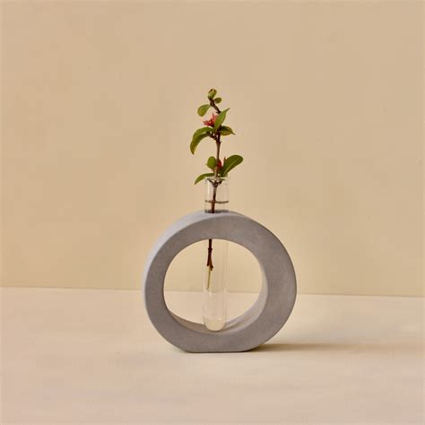 Swiss - Handcrafted Small Concrete Test Tube Planter | Table Top Plant