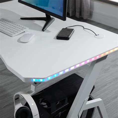 HOMCOM Gaming Desk Racing Style Home Office Ergonomic Computer Table ...