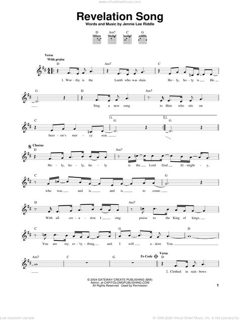 Revelation Song sheet music for guitar solo (chords) (PDF)