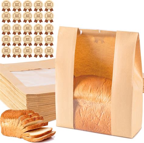 Amazon.com: 50pcs, Paper Bread Bags with window, Large bakery bread ...