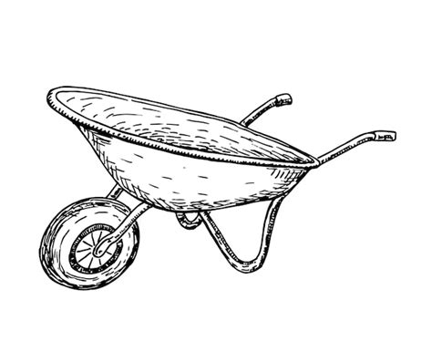 Taczka ogrodowa z uchwytami Koło wózka rolniczego szkic farma Rysunek ...